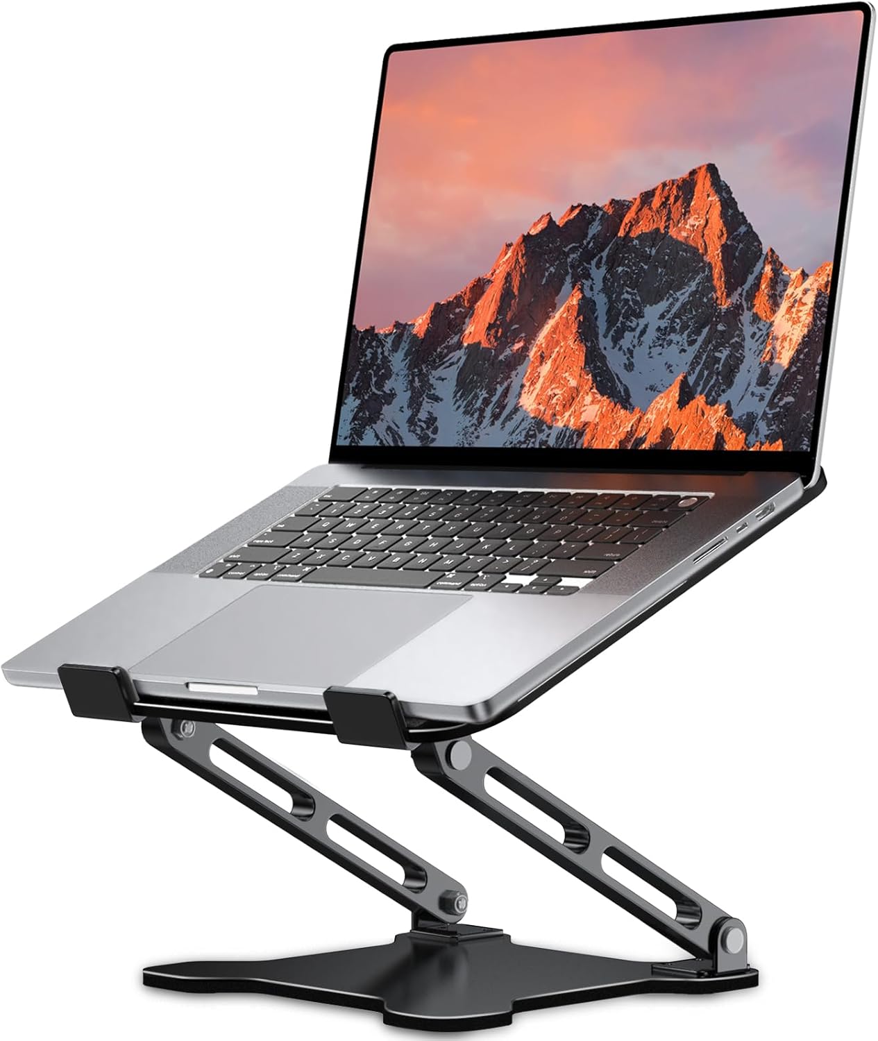Adjustable Laptop Stand for Desk, Metal Foldable Laptop Riser, Ventilated Cooling Bracket, Ergonominc Computer Notebook Stand for Desk Compatible with 10-15.6“ Laptops
