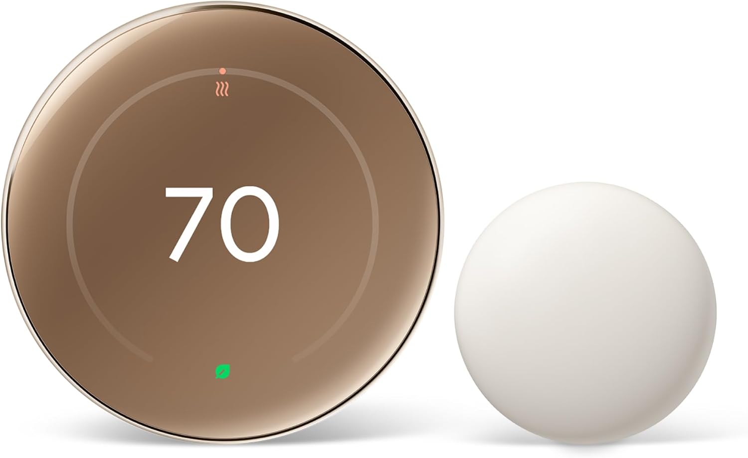 Google Nest Learning Thermostat (4th Gen, 2024) with Nest Temperature Sensor – Energy Saving Smart Thermostat – Compatible with Alexa, Apple HomeKit and Google Home App – Polished Gold