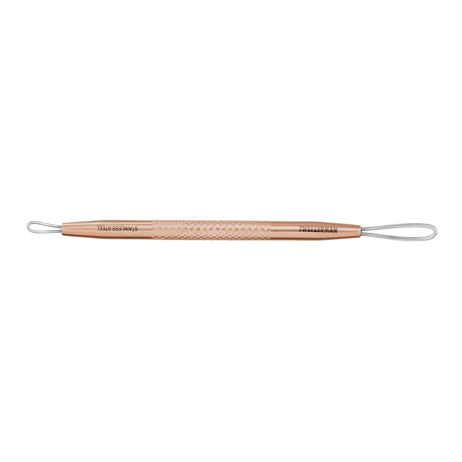 TWEEZERMAN Blackhead Remover (Pore Cleaner with Two Loops for Blemishes, Ergonomic Handle, Stainless Steel) Rose Gold