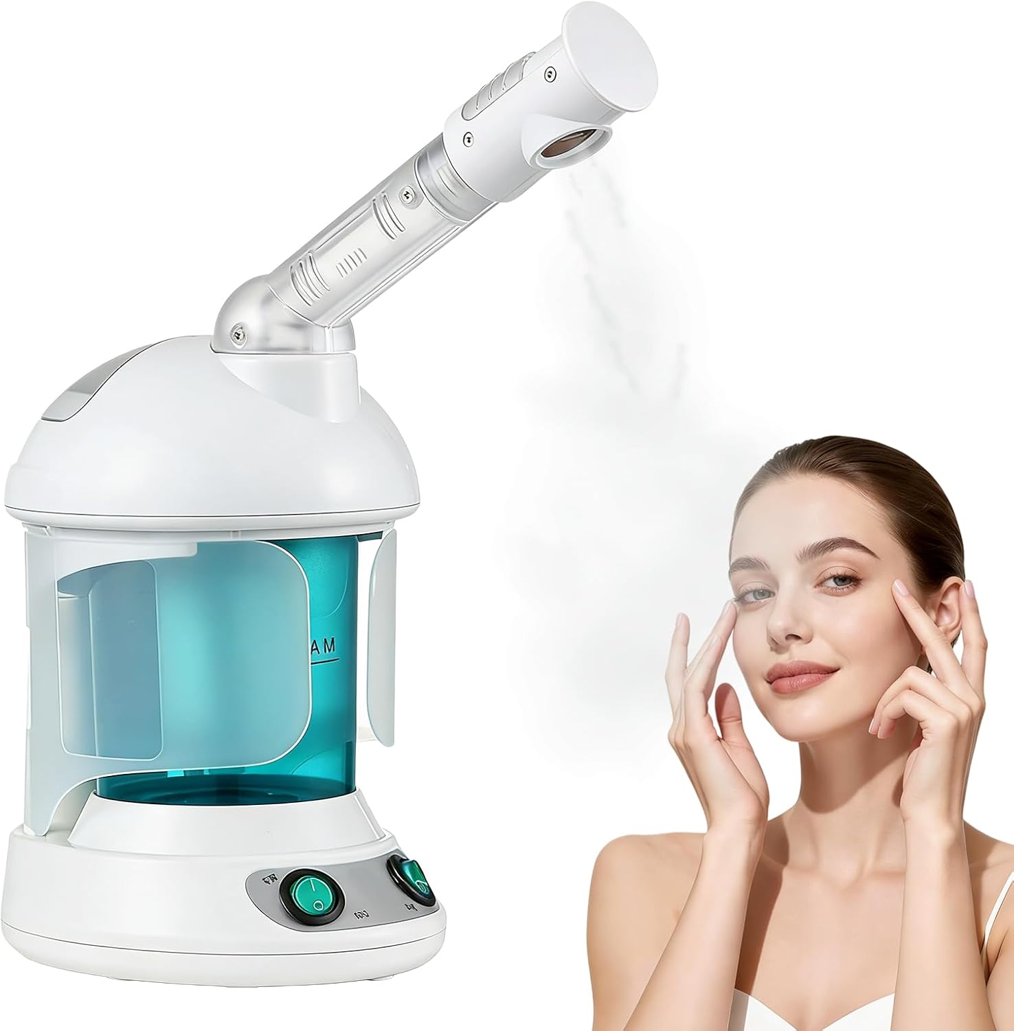 Facial Steamer: Face Sauna Nano Ionic Face Steamer, Hot Humidifier, Hot Face Steamer, Face Steam for Face Spa, Home Sauna or Salon, 360° Rotating Spray