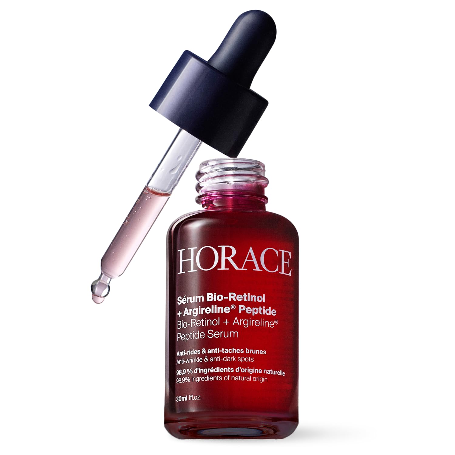 HORACE Bio-Retinol + Argireline Peptide Face Serum for Men – For Wrinkles, Dark Spots and Elasticity – Vegan Skin Care for All Skin Types – Unscented, 30ml