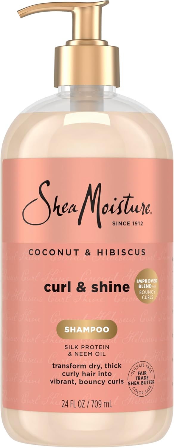 Shea Moisture Shampoo Coconut and Hibiscus, for Thick, Curly Hair, to Cleanse & Hydrate, 24 Fl oz