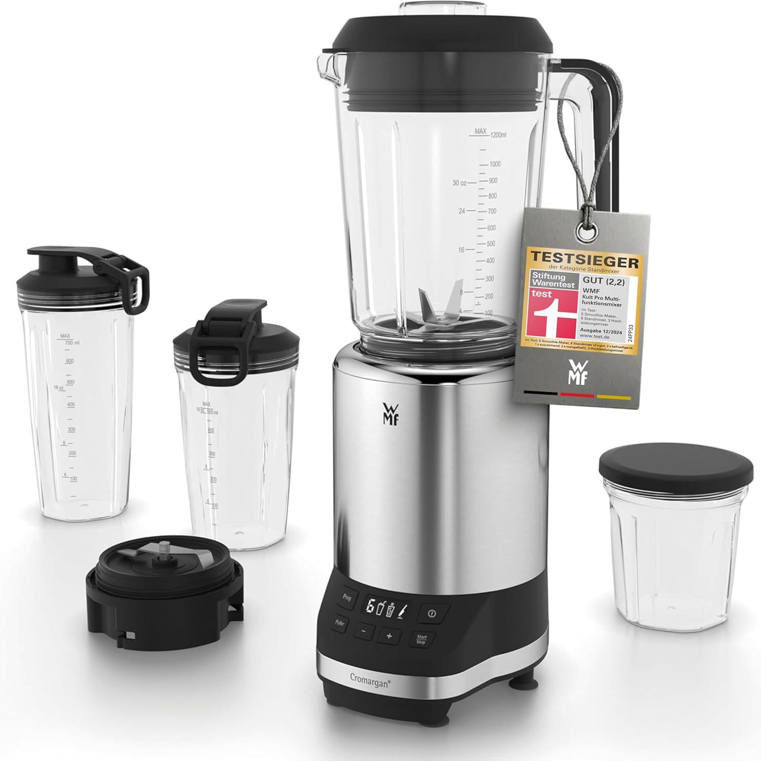 WMF Kult Pro Multifunctional Mixer, High-Performance Mixer, 30,000 rpm, Smoothie Maker, Stand Mixer, Ice-Crush Function, 4 Mixing Containers Including ToGo Closure