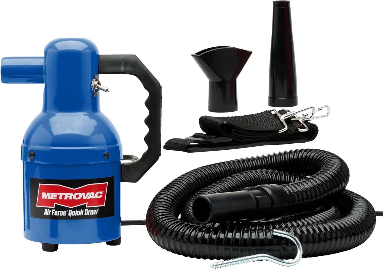 METROVAC Quick Draw Compact Pet Dryer – All Steel Deshedding Tool – Baby Blue & Single Speed